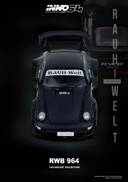 Inno64 1/64 Porsche RWB 964 (Black Matt)